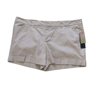 Mossimo Shorts Woman 18 Beige Mid Waist Straight Hip‎ & Thigh Stretch Travel